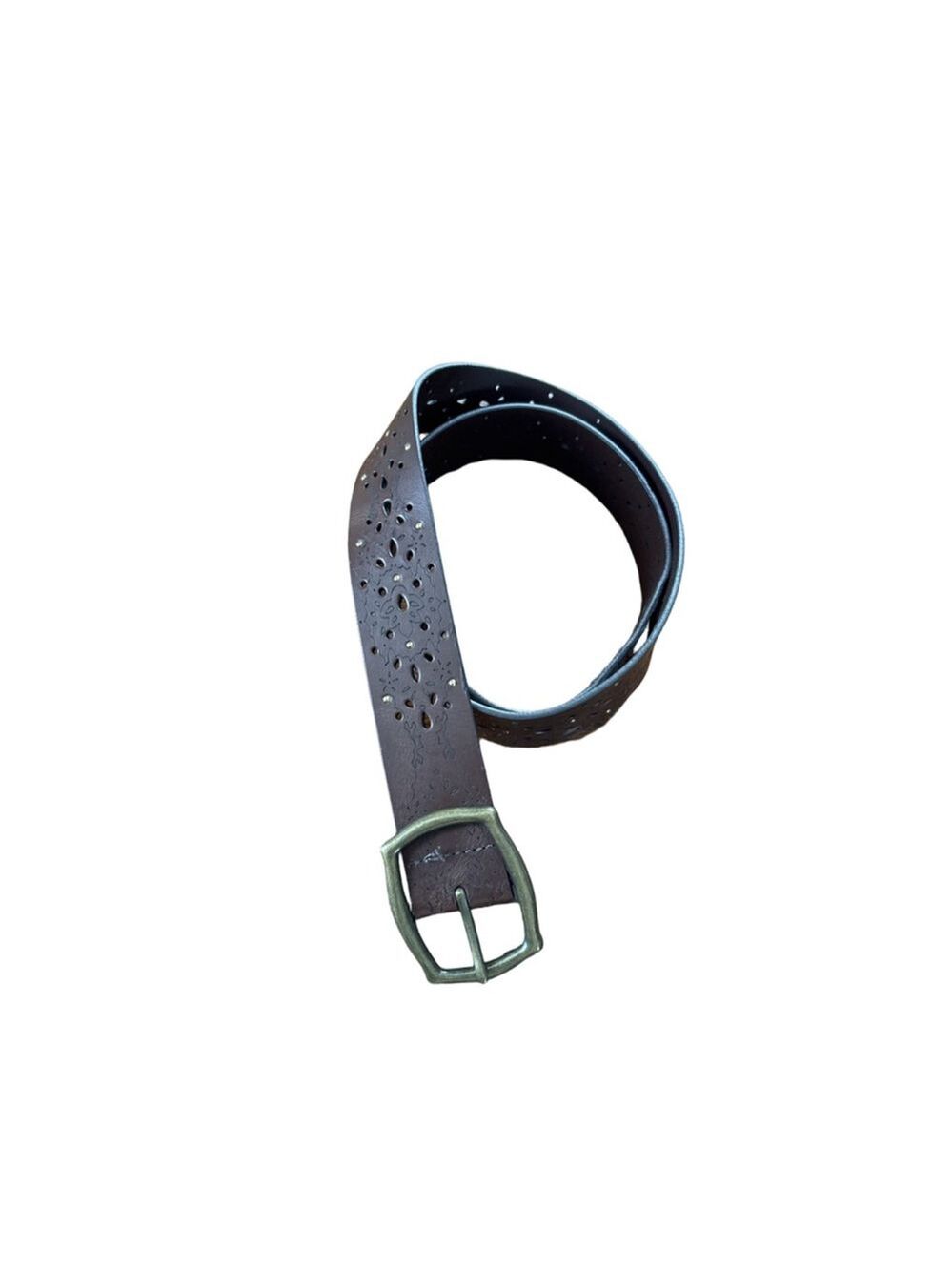 Men’s Unbranded Brown Gold Laser Cut Belt Lg